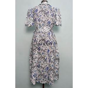 Vestido Midi de Algodón Puro para Mujer, Estampado Floral Hecho a Mano, Estilo Canguro, Lindo, Informal, para Uso Diario o Fiestas, Línea A, Natural y Dulce - Product Image 6