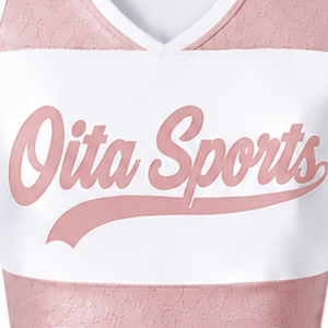 Ensemble d'uniformes de cheerleading sans manches sublimés blancs corail – Haut et jupe athlétiques pour équipe, tenue de sport pour entraînement, performance et compétition - Product Image 3