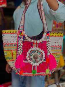 Handcrafted Banjara <b>Patchwork</b> Mini <b>Bag</b> for Ladies Vintage Fashion Cotton Zipper Detachable Sling Design Embroidery Crossbody - Product Image 4