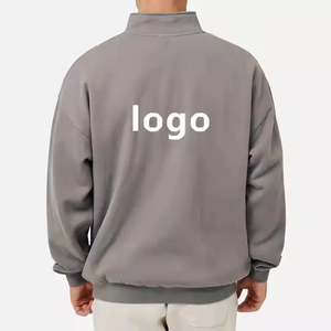 Sudadera con capucha de algodón para hombre, estilo pulóver de golf con cremallera de 1/4, oversize, lisa, para entrenamiento, con media cremallera. - Product Image 4