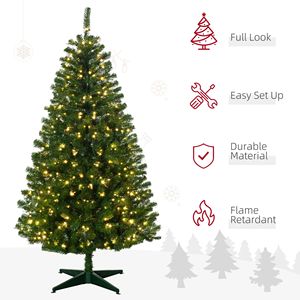6FT Slim Prelit Christmas <b>Tree</b> with Warm White or Colorful <b>LED</b> Lights Auto Open Christmas Decorations - Product Image 6