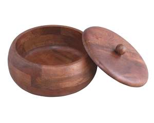 Boîte à chapati au design unique, de la plus haute qualité, de forme ronde, en bois, avec bouton en bois pour la cuisine, boîte à roti, conteneur à roti en bois - Product Image 2