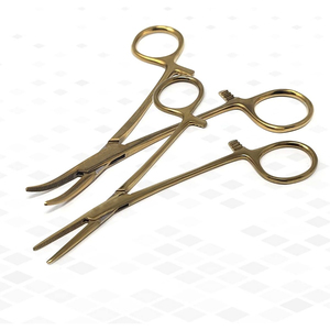 Pinzas Hemostáticas Manuales Kelly de Acero Inoxidable de 5 Pulgadas, Color Dorado, para Uso Hospitalario, Instrumentos Quirúrgicos con Certificación CE - Product Image 1