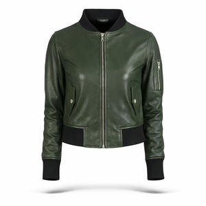 Blouson Bomber Unisexe Vintage en Cuir Véritable Enduit pour l'Hiver, Poignets Côtelés, Fermeture Éclair Avant, Style Décontracté Urbain, Vente en Gros OEM ODM - Product Image 1