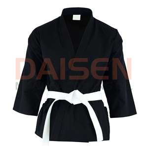 Kimono de karaté noir unisexe pour adulte, 100 % coton, tenue d'arts martiaux durable, coupe classique, ceinture blanche incluse - Product Image 6