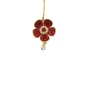 Collier élégant avec pendentif fleur en strass rouge, bijoux décoratifs de mariage en ton or - Product Image 2