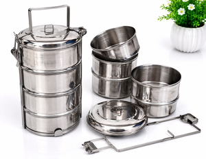 Stainless Steel Thailand <b>Lunch</b> Box Carrier 4 Tier Large Capacity Dishwasher Safe Tiffin Box <b>Set</b> Handle for Office School - Product Image 2