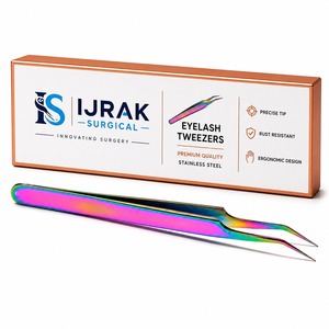 แหนบต่อขนตา Ijrak Surgical Professional Rainbow สแตนเลสทรงตัวแอล ปลายเรียบ ทนทาน ขนาด 10 มม. สำหรับต่อขนตาแบบวอลลุ่ม - Product Image 4