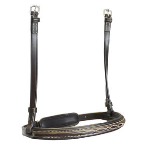 Cabezada de Cuero Indio Negro con Costuras Blancas Decorativas, Centro Acolchado y Hebillas Ajustables – Premium para Equitación - Product Image 1