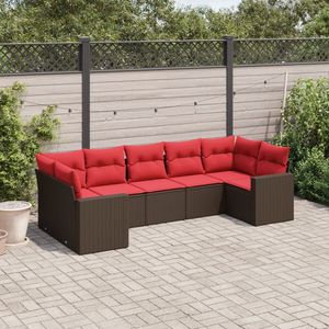 Juego de sofás de patio de ratán sintético marrón de 7 piezas con cojines, elegantes muebles de exterior - Product Image 1