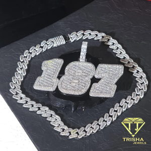 Collier chaîne cubaine avec pendentif 183 serti de pierres de haute qualité, bijoux hip-hop streetwear - Product Image 5