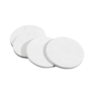 Premium White Marble Round Stone <b>Drink</b> <b>Coasters</b> <b>for</b> Home Office Table Decor - Product Image 1