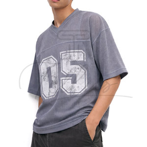High Quality Men's Football T-Shirts Cropped Mesh Print Design Custom <b>Logo</b> Plus Size Breathable Mesh t shirts Oversize boxyfit - Product Image 5