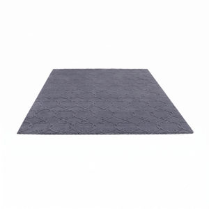 Alfombra de Lana Gris Carbón con Diseño Geométrico Tonal, Antideslizante, Ecológica, de Pelo Largo, para Sala de Estar y Dormitorio - Product Image 2