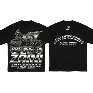 เสื้อยืดผู้ชายผ้าคอตตอนเจอร์ซีย์พรีเมียม 220 GSM สีดำ พิมพ์ลายโลโก้แบบ DTF ตามสั่ง เนื้อผ้าหนานุ่ม สวมใส่สบายๆ แบบ OEM - Product Image 1