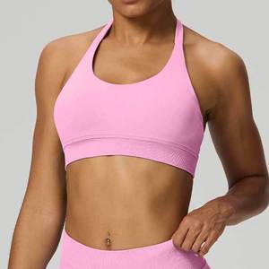 Women's ActiveWear Gym Sets Custom Logo Fitness Clothing Lightweight Seamless Yoga <b>Bra</b> Shorts Elastic Waist Closure Crew Neck - Product Image 5