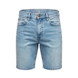 Shorts Bermuda Classiques Décontractés pour Hommes en Tissu Peigné Bleu Clair à Taille Mi-Haute et Élastique - Product Image 1