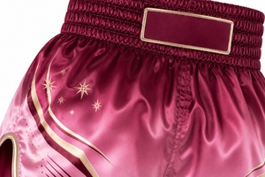 Pantalones Cortos de Boxeo de Satén para Mujer con Ribete Dorado y Estampado de Estrellas, Corte Regular, Poliéster Elástico, Ropa de Artes Marciales - Product Image 5