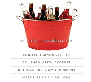 Seau à bière en métal de qualité luxe personnalisé, refroidisseur à vin ou seau à bière rouge pour les fêtes intérieures et extérieures ainsi que pour la décoration - Product Image 2