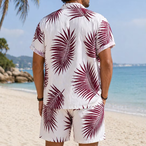 Men's Casual Beech Wear Summer Shirt 300 Grams Breathable Quick Dry Eco-Friendly Short Sleeve Floral Print Design 100% Polyester - Product Image 2