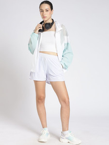 Veste coupe-vent légère froissée pour femme avec fermeture éclair colorée sur le devant, ensemble de vêtements de sport décontractés pour la course en plein air et l'entraînement - Product Image 6