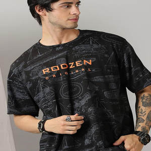 Impresión personalizada de peso pesado gráfico algodón impresión 240 Gsm moda de gran tamaño DTG impresión camiseta para hombres - Product Image 3
