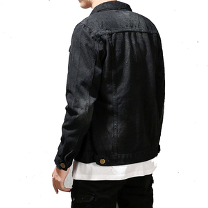 Veste en jean foncé pour homme, coupe droite, col rabattu, fermeture à boutons simple, style décontracté pour l'automne, 100 % coton tissé uni - Product Image 3