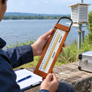 <b>Wooden</b> Maximum Minimum Thermometer for Temperature Recording | Hydrological Laboratory Instrument for Weather Observation Device - Product Image 3