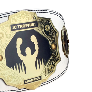 Cinturón de Campeonato Blanco Personalizable con Placas Doradas, Cinturón de Título de Campeón de Boxeo, Diseño de Trofeos JC - Product Image 4