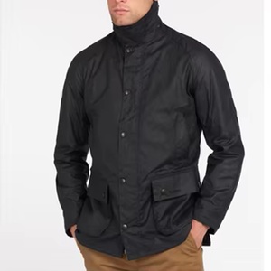 Breathable Wax Cotton Casual Jacket SUQAINA FASHION GARMENTS Men's Winter Jacket Turn-down Collar <b>Covered</b> <b>Button</b> Closure Water - Product Image 1