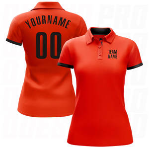 T-shirt de golf uniforme de haute qualité, impression épaisse, polos personnalisés pour hommes, polos de golf performants, polos orange et noir - Product Image 5