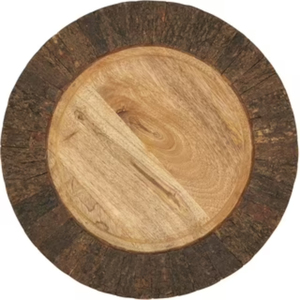 Assiette de service ronde en bois, design rustique fait main, couleur unie, finition bois naturel, vaisselle et assiettes, taille personnalisable - Product Image 1