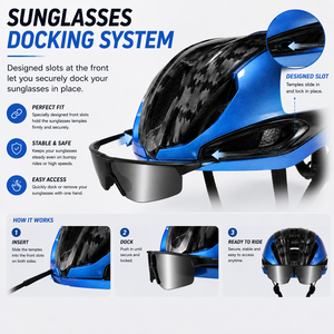 Casco <span class=keywords><strong>de</strong></span> Ciclismo <span class=keywords><strong>de</strong></span> Alto Rendimiento con Soporte Integrado para Gafas <span class=keywords><strong>de</strong></span> Sol <span class=keywords><strong>de</strong></span> Silicona, Ventilación Interna y Protección Anticaídas para Gafas - Product Image 3