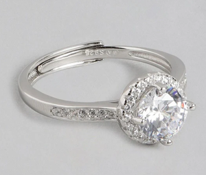 Rose Gold Plated 925 Sterling <b>Silver</b> CZ <b>Solitaire</b> <b>Ring</b> Adjustable Women's Engagement <b>Ring</b> Minimalist Fine Jewelry Fashion - Product Image 2