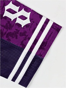 Saint Faith Women's Purple <b>Mesh</b> <b>Crop</b> <b>Top</b> V-Neck Short Sleeve Streetwear T-Shirt with Angel Logo Print Breathable Loose Fit - Product Image 3