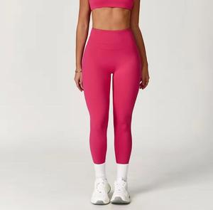 High Waist <b>Knitted</b> <b>Leggings</b> Solid Full Length Stretchy Breathable Eco-friendly 220g Women's Sporty Yoga Pants - Product Image 2