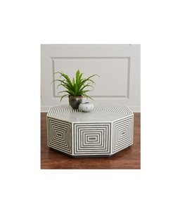 Mesa de Centro Clásica con Incrustaciones de Hueso, Mueble Artístico Hecho a Mano, Patrón Intrincado, Lujoso Adorno para Sala de Estar - Product Image 3