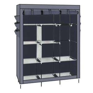 Armadio Moderno Pieghevole in Plastica con Telaio in Metallo e Tessuto Non Tessuto Grigio per Camera da Letto e Soggiorno - Product Image 4
