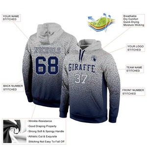 Custom Wholesale Stitched Gray <b>Navy</b> Fade Fashion Sports Pullover Sweatshirt Hoodie Embroidery Fleece Training Streetwear - Product Image 2