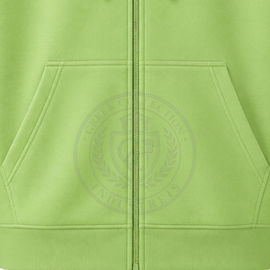 Sweat à capuche zippé vert citron avec logo personnalisé en relief, pour homme et femme, confortable, en molleton doux, tricoté, broderie grecque - Product Image 4
