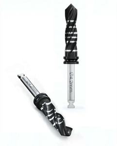 Lot de 8 forets manuels pour implants dentaires à irrigation externe, revêtement titane noir, durcis, durée de vie prolongée, chirurgie, CE par GS - Product Image 2