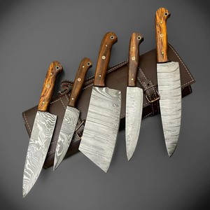 Coffrets de couteaux de chef durables, collection de couteaux de cuisine avec poids équilibré pour une utilisation à long terme, en acier Damas. - Product Image 1