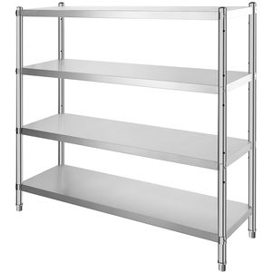 Scaffale a 4 Ripiani in Acciaio Inox 60x18,5 Pollici, Unità di Stoccaggio Regolabile per Cucina e Ufficio - Product Image 1
