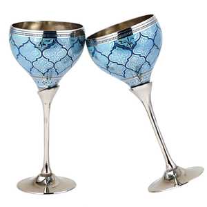 Verres à vin en laiton, flûtes à champagne vintage en métal, verrerie pour Diwali, mariage, anniversaire, cadeau pour couples, mariage - Product Image 1