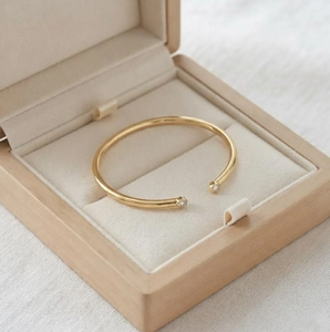 Bracelet manchette ouvert ajustable en or véritable 14K avec diamant de laboratoire 0,15 ct E-VS serti clos, pour femme, bijoux fins - Product Image 4