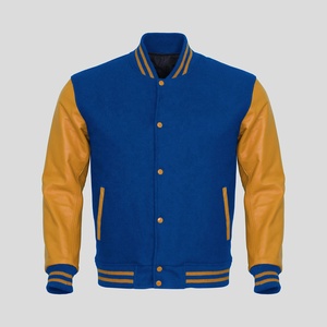 Unisex Cotton Varsity <b>Jacket</b> Stand <b>Long</b> Sleeved Winter Breathable Cow Skin <b>Leather</b> Satin Custom Wholesale Print Design Plus Size - Product Image 2