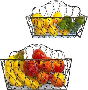 Panier de rangement en métal résistant à la rouille avec poignées en bois, organiseur élégant pour la maison - Product Image 1