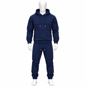 Ensemble de survêtement décontracté en coton 100% de haute qualité, avec broderie de logo délavée à l'acide, manches longues surdimensionnées et pantalon de survêtement uni - Product Image 3