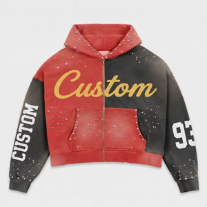 Sudadera con capucha y cremallera con logotipo personalizado para hombre, de algodón y forro polar, informal, para gimnasio, pedido al por mayor, suministro de marca privada - Product Image 2