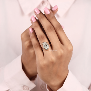 Oval Cut Moissanite Ring Bezel <b>Frame</b> Gold Band Engagement Wedding Bridal Statement Jewelry for Women Custom Fine Jewelry Ring - Product Image 5
